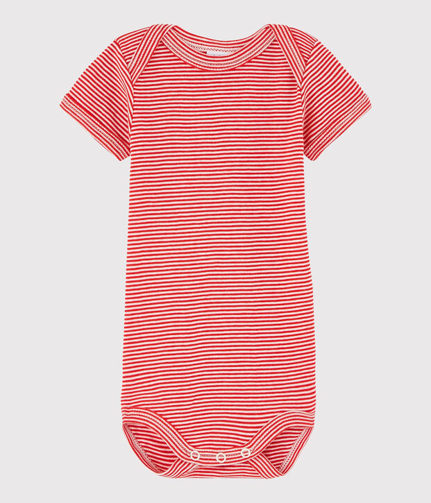 Bodi de manga corta de beb&eacute; ni&ntilde;a/ni&ntilde;o rojo/blanco