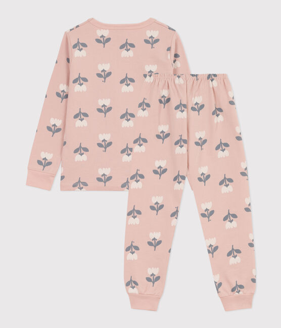 Pijama de felpa con tulipanes para niña rosa SALINE/blanco MULTICO