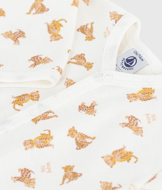 Pijama sin pies de algodón estampado para bebé MARSHMALLOW/ CAJOU