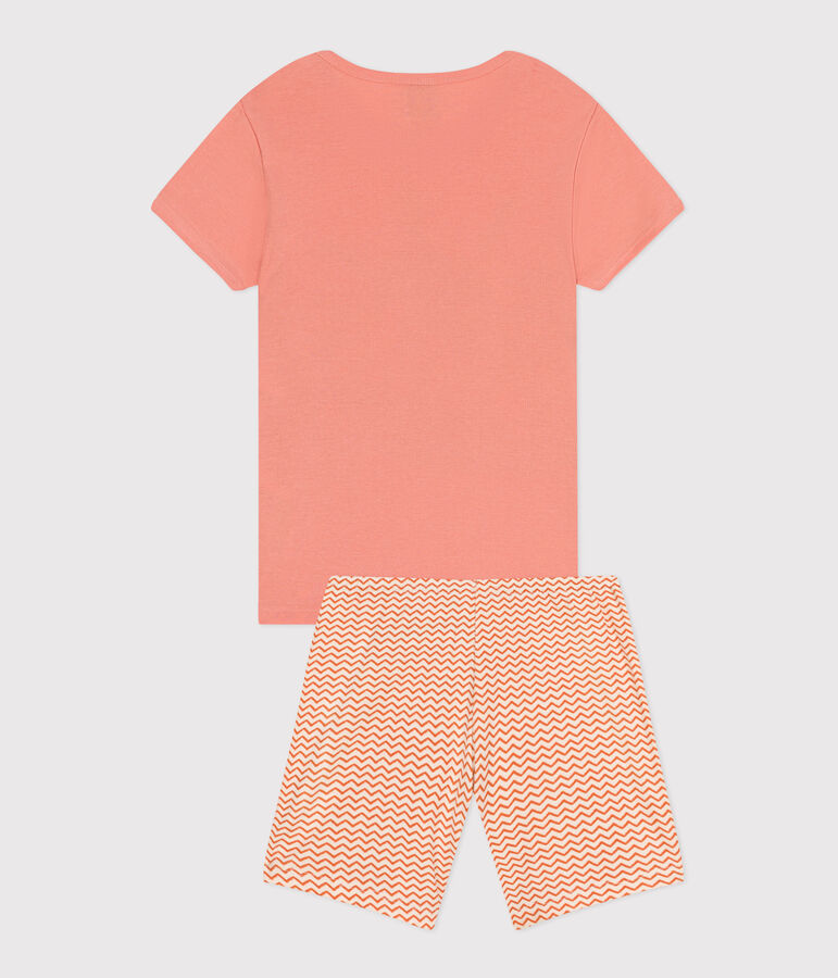 Pijama infantil corto de algod&oacute;n naranja ABRICOT/ MULTICO