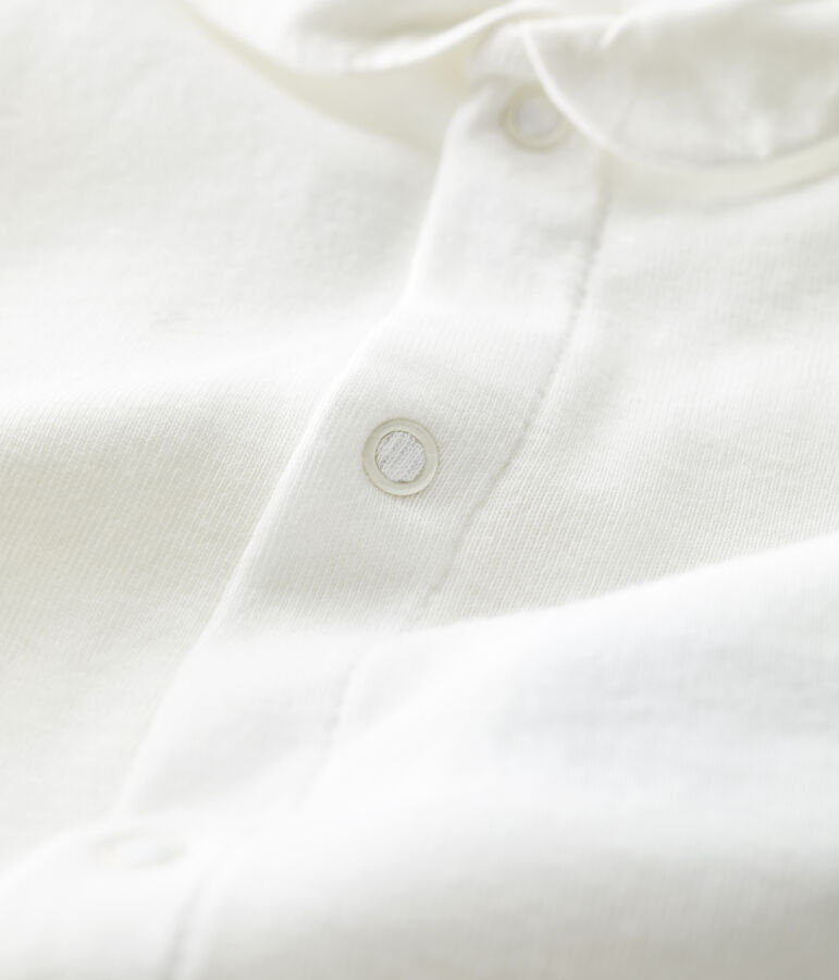 Bodi con cuello y manga corta de algod&oacute;n ecol&oacute;gico para beb&eacute; blanco