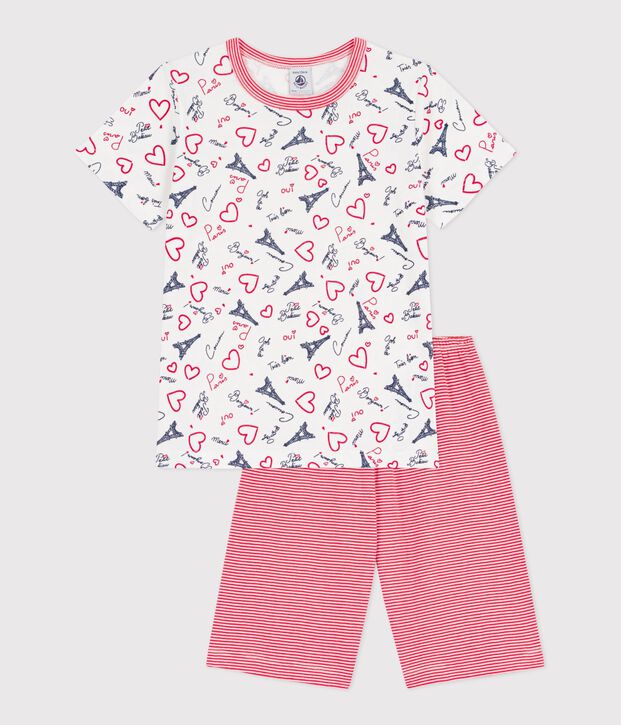 Pijama infantil semicorto de algod&oacute;n con estampado de Par&iacute;s blanco/multicolor