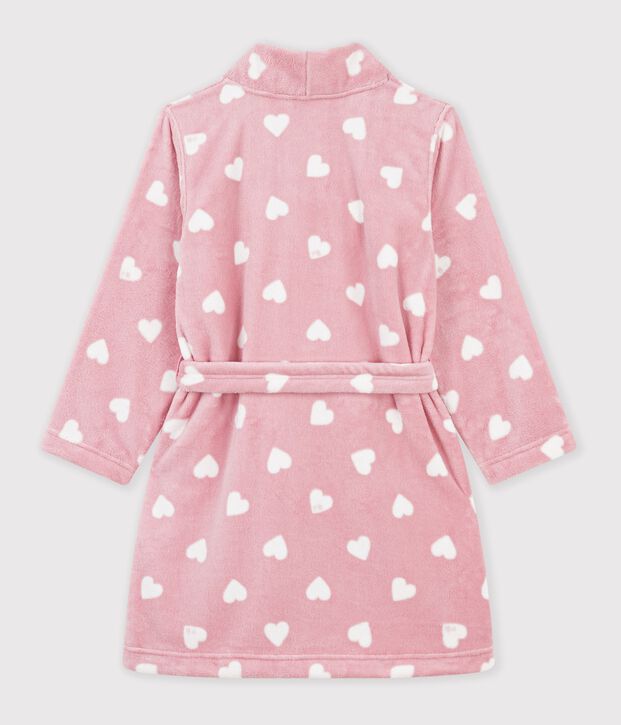 Bata polar infantil estampada rosa/blanco