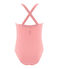 Traje de baño 1 pieza para niña rosa GROSEILLER/blanco MARSHMALLOW