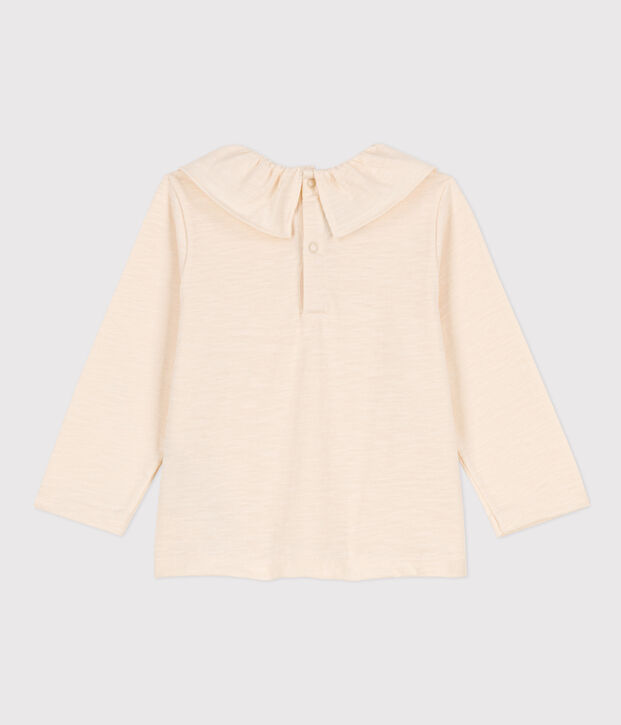 Blusa de punto flameado de manga larga para beb&eacute; crudo