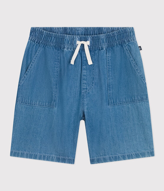 Pantalón corto de tejido vaquero ligero para niño azul DENIM CLAIR