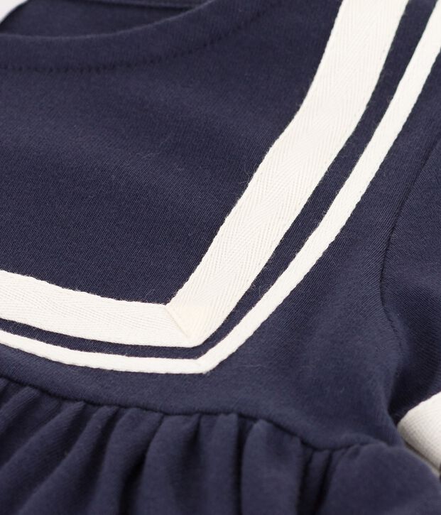 Vestido de manga corta de algod&oacute;n org&aacute;nico de ni&ntilde;a azul