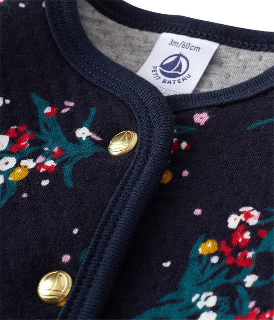 Cardigan para bebé niña en túbico estampado azul SMOKING/blanco MULTICO