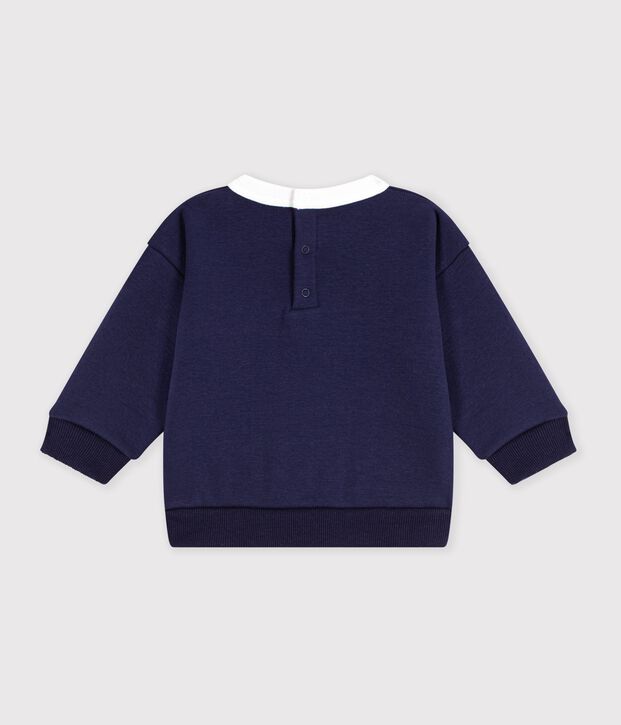 Sudadera de algod&oacute;n colorblock para beb&eacute; azul/crudo