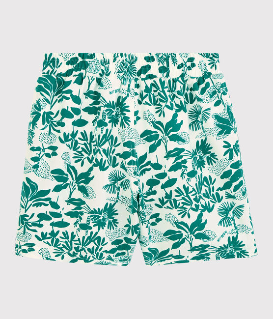 Bañador reciclado estampado para niño blanco MARSHMALLOW/verde GAZON