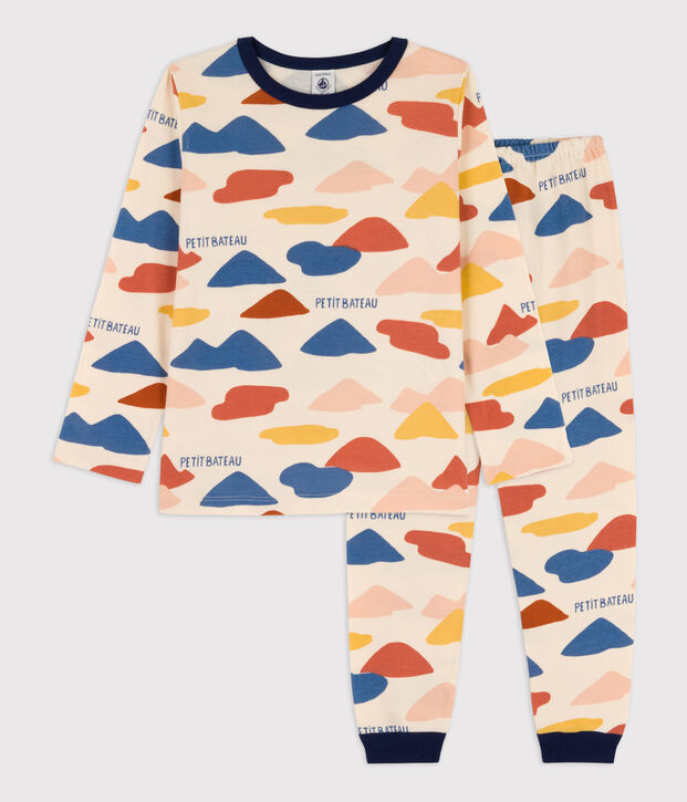Pijama de algod&oacute;n para ni&ntilde;a / ni&ntilde;o crudo/multicolor