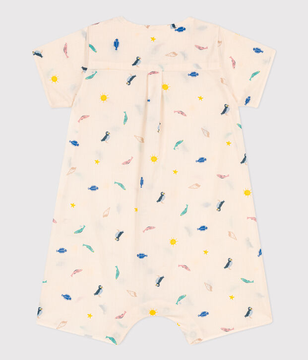 Mono estampado de popelina para beb&eacute; crudo/multicolor