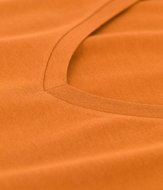 Camiseta RECTA con cuello de pico de algodón orgánico de mujer marron ECUREUIL