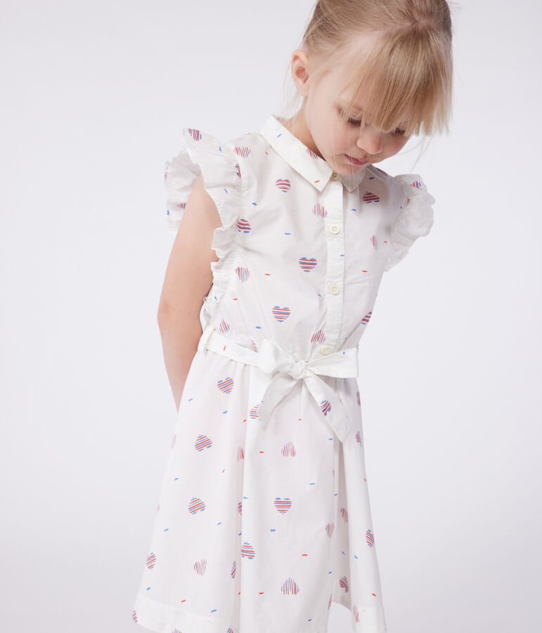 Vestido infantil de algod&oacute;n sin mangas con corazones crudo/multicolor