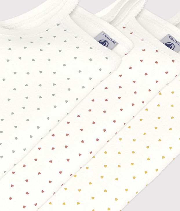 Juego de 3 camisetas de tirantes de algod&oacute;n con corazoncitos para ni&ntilde;a multicolor