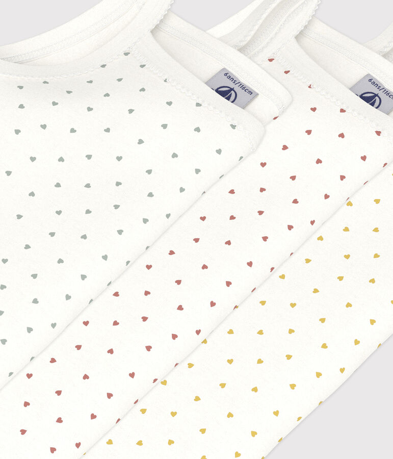 Juego de 3 camisetas de tirantes de algod&oacute;n con corazoncitos para ni&ntilde;a multicolor