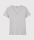 Camiseta de cuello de pico emblemática de algodón de mujer