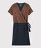 Vestido manga corta de lino irisado para mujer azul SMOKING/rosa COPPER