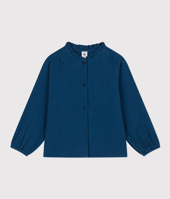 Blusa de gasa de algodón para niña azul INCOGNITO