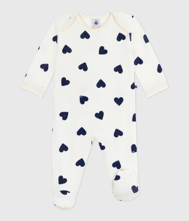 Pijama de algod&oacute;n con estampado de coraz&oacute;n y abertura sin botones de presi&oacute;n para beb&eacute;