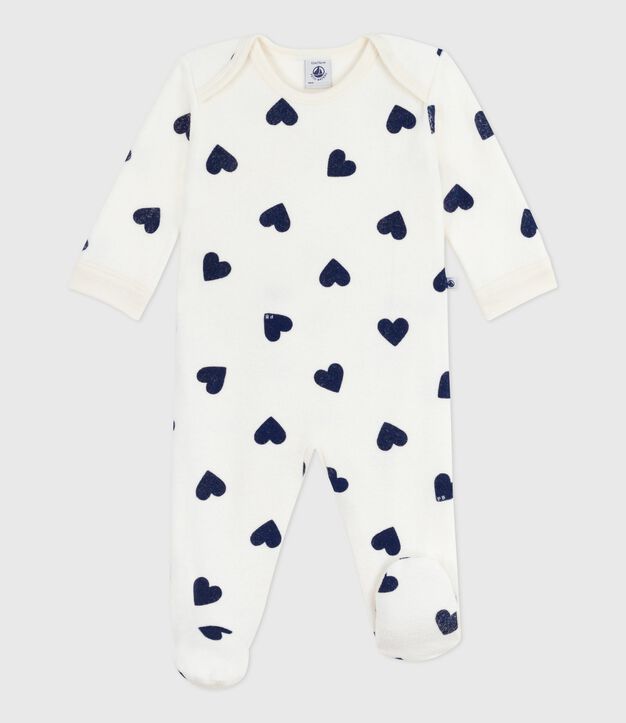 Pijama de algod&oacute;n con estampado de coraz&oacute;n y abertura sin botones de presi&oacute;n para beb&eacute; azul/azul