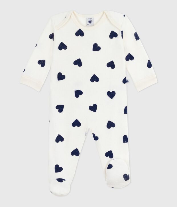 Pijama de algod&oacute;n con estampado de coraz&oacute;n y abertura sin botones de presi&oacute;n para beb&eacute; azul/azul