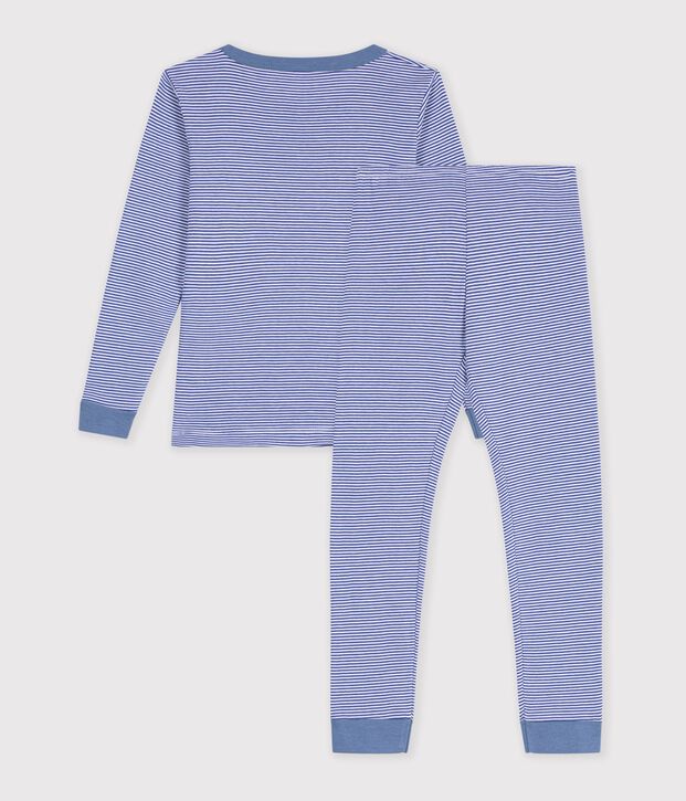 Pijama infantil muy ajustado de algod&oacute;n a rayas azul/blanco