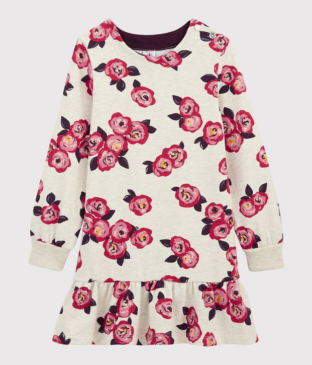 Vestido de manga larga para ni&ntilde;a beige/multicolor