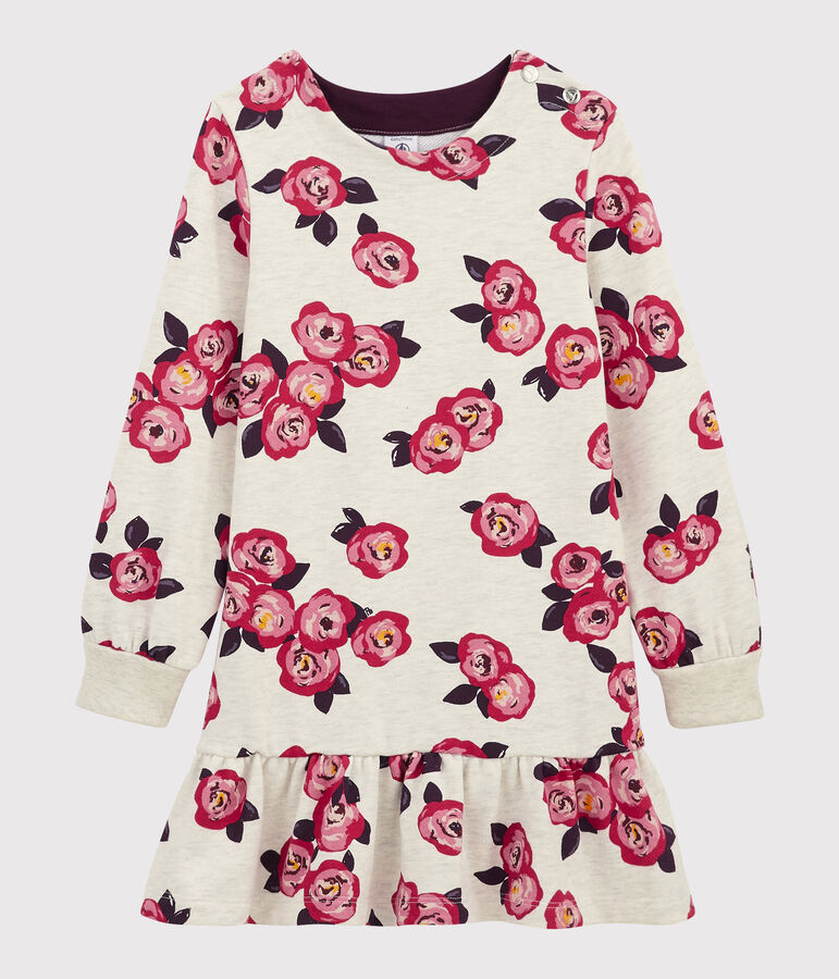 Vestido de manga larga para ni&ntilde;a beige/multicolor