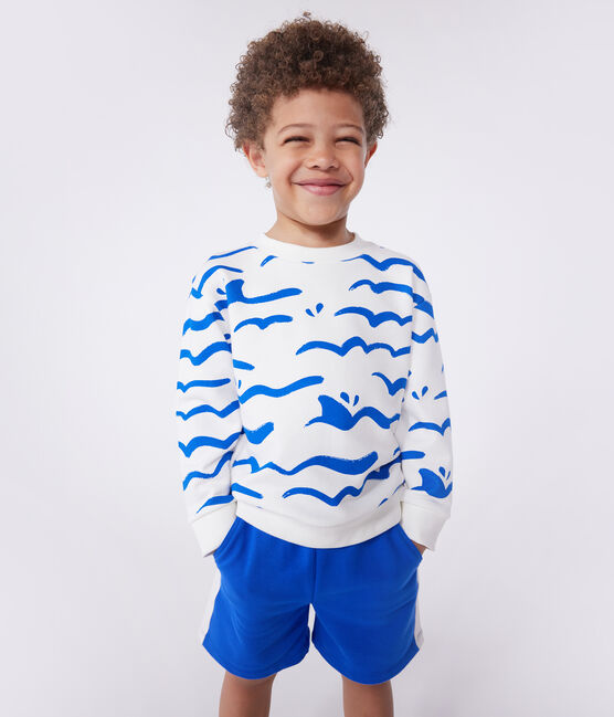 Sudadera infantil de algodón con estampado blanco MARSHMALLOW/blanco MULTICO