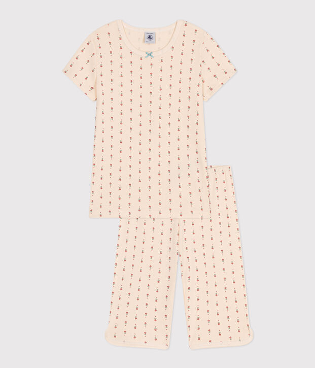 Pijama pirata infantil de algod&oacute;n con estampado de flor crudo/multicolor