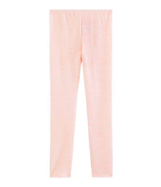 Leggings infantiles de lana y algodón rosa CHARME/blanco MARSHMALLOW