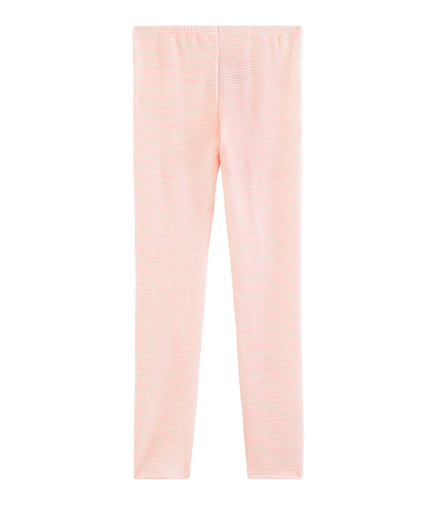 Leggings infantiles de lana y algod&oacute;n rosa/blanco
