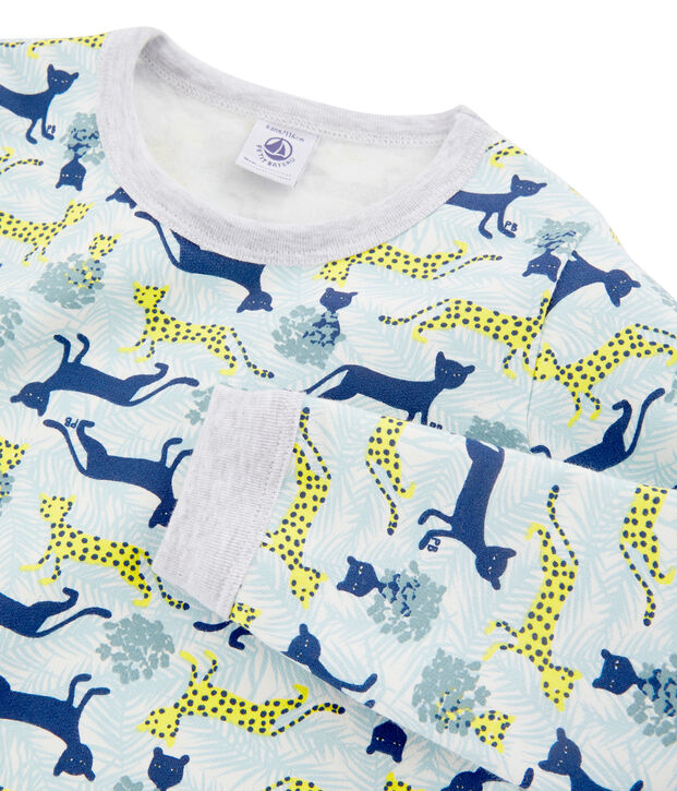 Pijama de mulet&oacute;n para ni&ntilde;o blanco/multicolor
