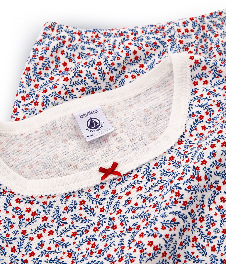 Pijama corto de punto para ni&ntilde;a blanco/multicolor