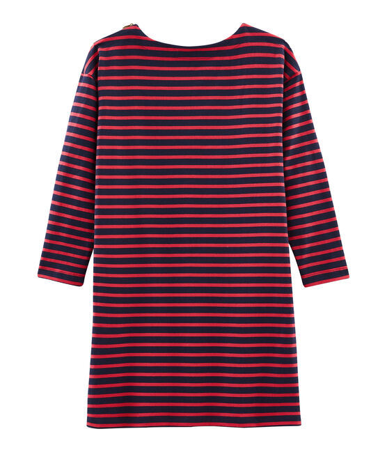 Vestido con manga larga para mujer azul SMOKING/rojo SIGNAL