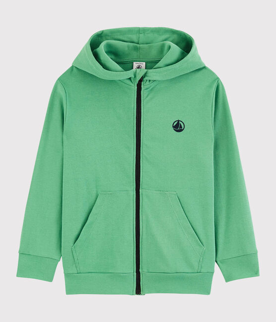Sudadera con cremallera y capucha de algodón de niño verde ALOEVERA