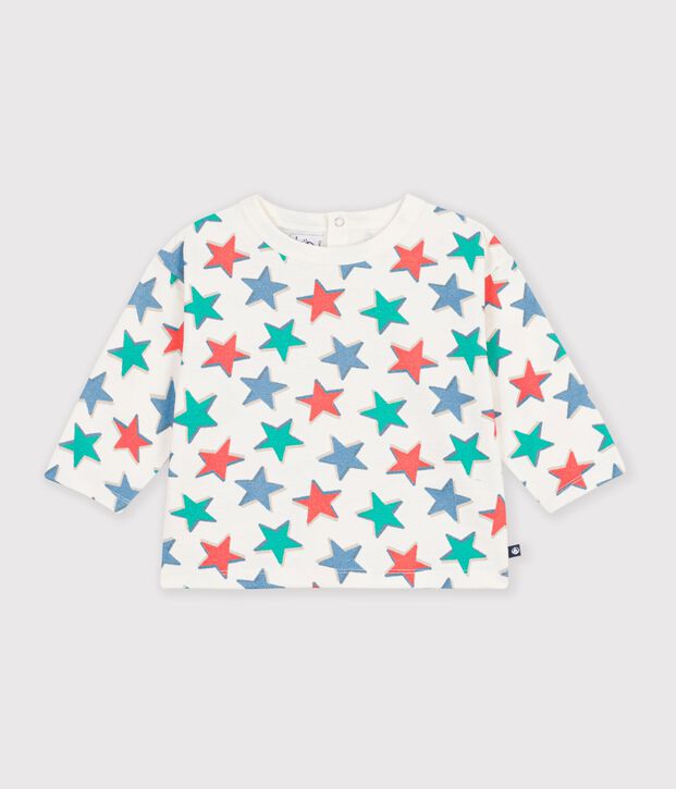 Camiseta de algod&oacute;n de manga larga con estampado de estrellas para beb&eacute; crudo/multicolor