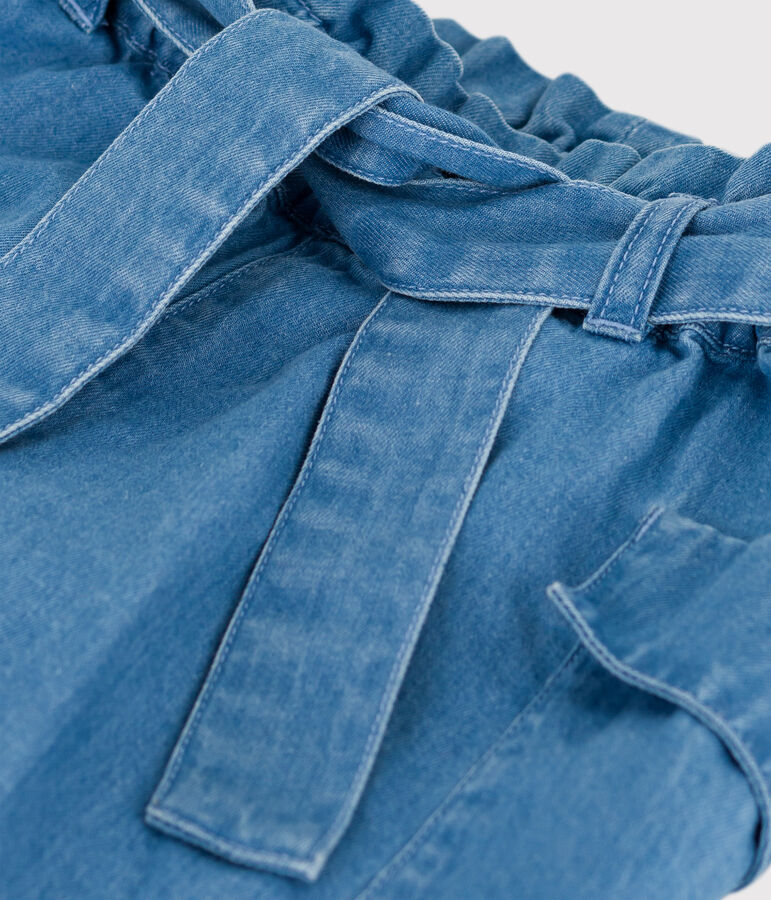 Shorts de tejido vaquero org&aacute;nico para ni&ntilde;a azul DENIM CLAIR