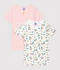 Juego de 2 camisetas de manga corta con estampado floral de niña de algodón