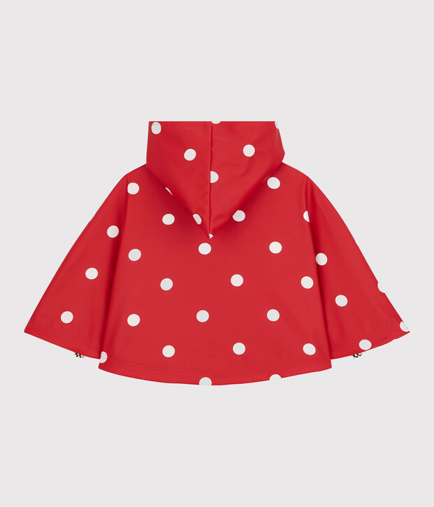 Capa para la lluvia con lunares de beb&eacute; rojo/blanco