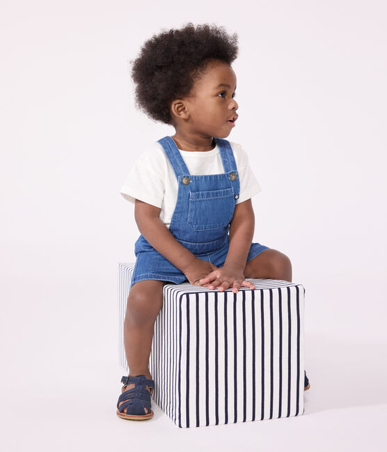 Peto corto de tejido vaquero ligero para bebé azul DENIM CLAIR
