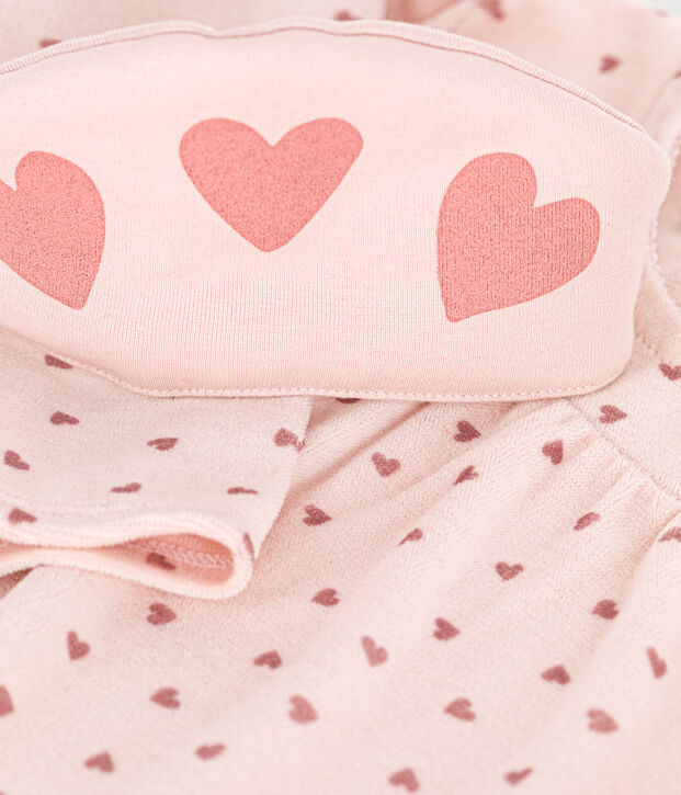 Camis&oacute;n y diadema infantiles de terciopelo con corazones rosa/rosa