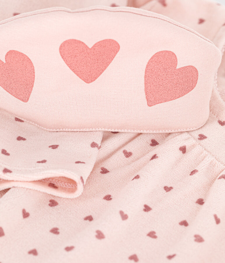 Camis&oacute;n y diadema infantiles de terciopelo con corazones rosa/rosa