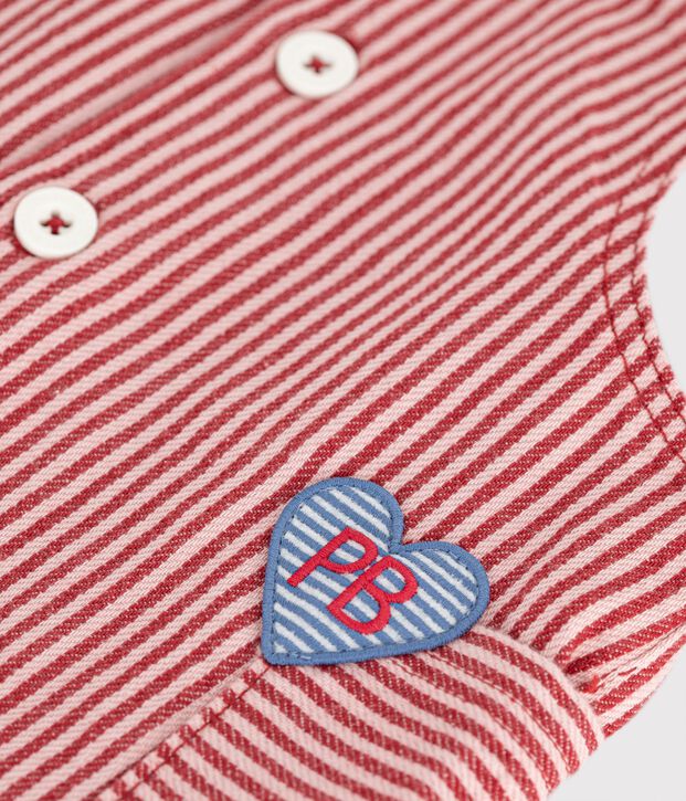 Vestido sin mangas de algod&oacute;n a rayas con insignia de coraz&oacute;n para beb&eacute; rosa/rosa