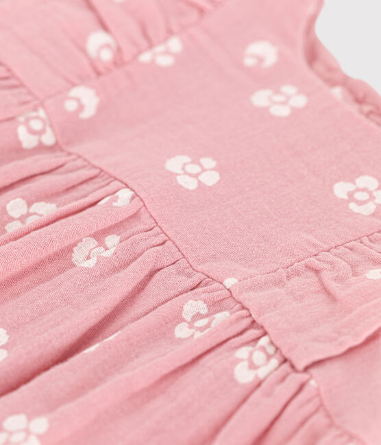 Pelele de algodón sin mangas con estampado de flores para bebé rosa CHARME/blanco MARSHMALLOW