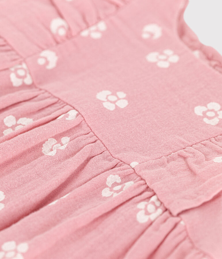 Pelele de algod&oacute;n sin mangas con estampado de flores para beb&eacute; rosa/blanco