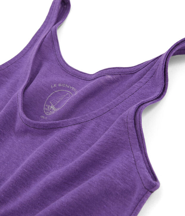 Camiseta de tirantes de lino para mujer violeta