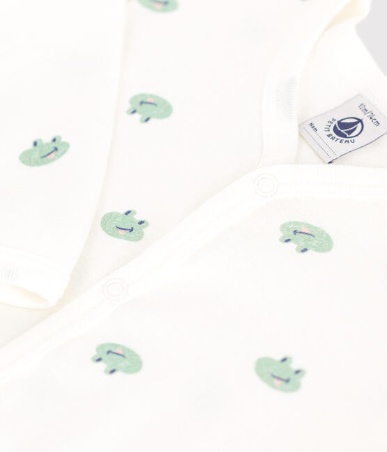 Pijama de algodón con ranas para bebé blanco MARSHMALLOW/blanco MULTICO