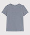 Camiseta LA RECTA de algodón con cuello redondo para mujer azul MEDIEVAL/blanco MARSHMALLOW